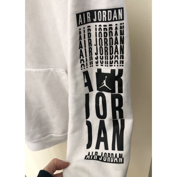 Air Jordan Logo Hoodie Sweatshirt Mens M White Basketball Athleisure Activewear - Picture 5 of 10